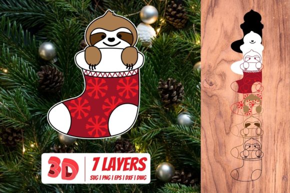3D Christmas Sloth: A Unique Holiday Design for Creative Projects