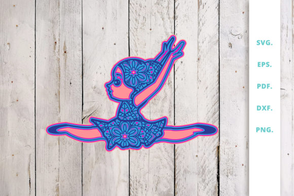 3D Cute Ballerina out of Mandala V5