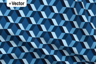 3D Diamonds Check Blue Pattern