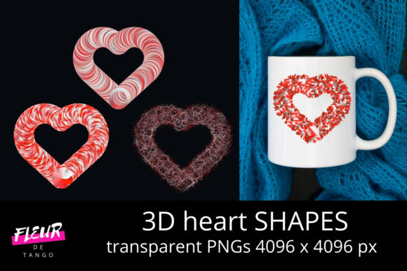 3D HEART Shapes PNG Cliparts Vol.9