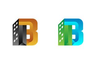 B Letter 3D Logo Building Design
