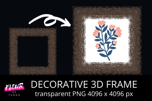 Decorative 3D Square Frame Clipart V.13: A Versatile Design Asset for Creative Projects
