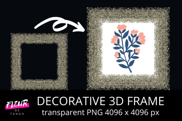 Decorative 3D Square Frame Clipart V.14: A Versatile Design Asset for Creative Projects