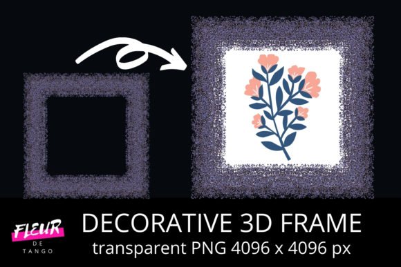 Decorative 3D Square Frame Clipart V.9 – A Versatile Design Asset for Creative Projects