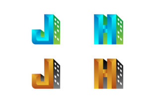 J H Letter 3D Logo Building