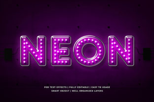 Purple Neon 3D Text Effect Mockup