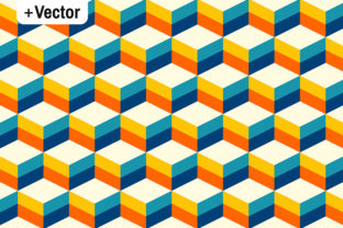 Retro 3D Cubes Pattern Teal