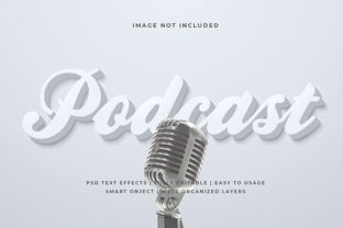 White Podcast 3D Text Effect Mockup